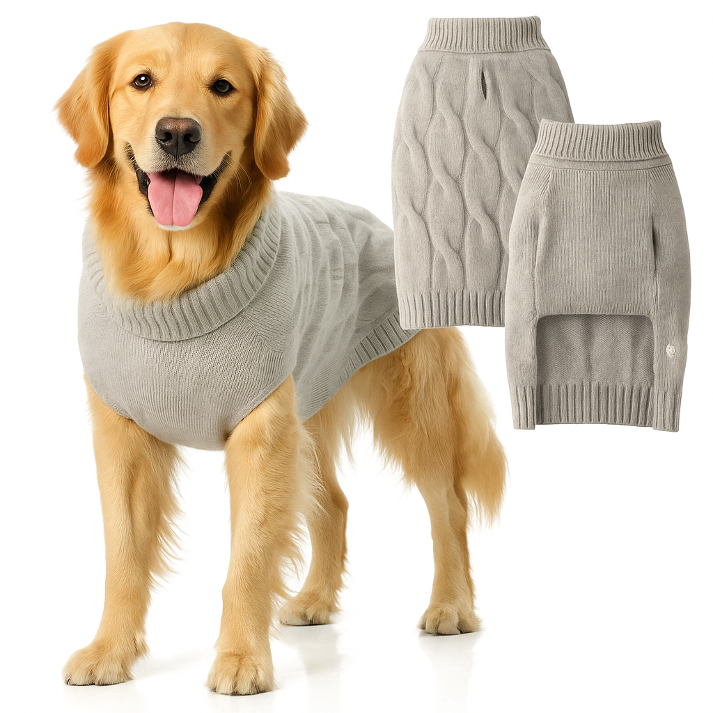 Luxurious 100% Cashmere Cable-Knit Dog Sweater