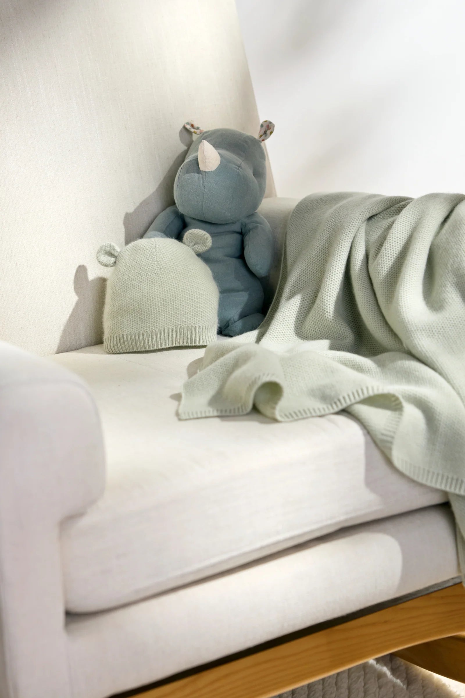 Honeycomb Knit Cashmere Baby Blanket - Sage Green