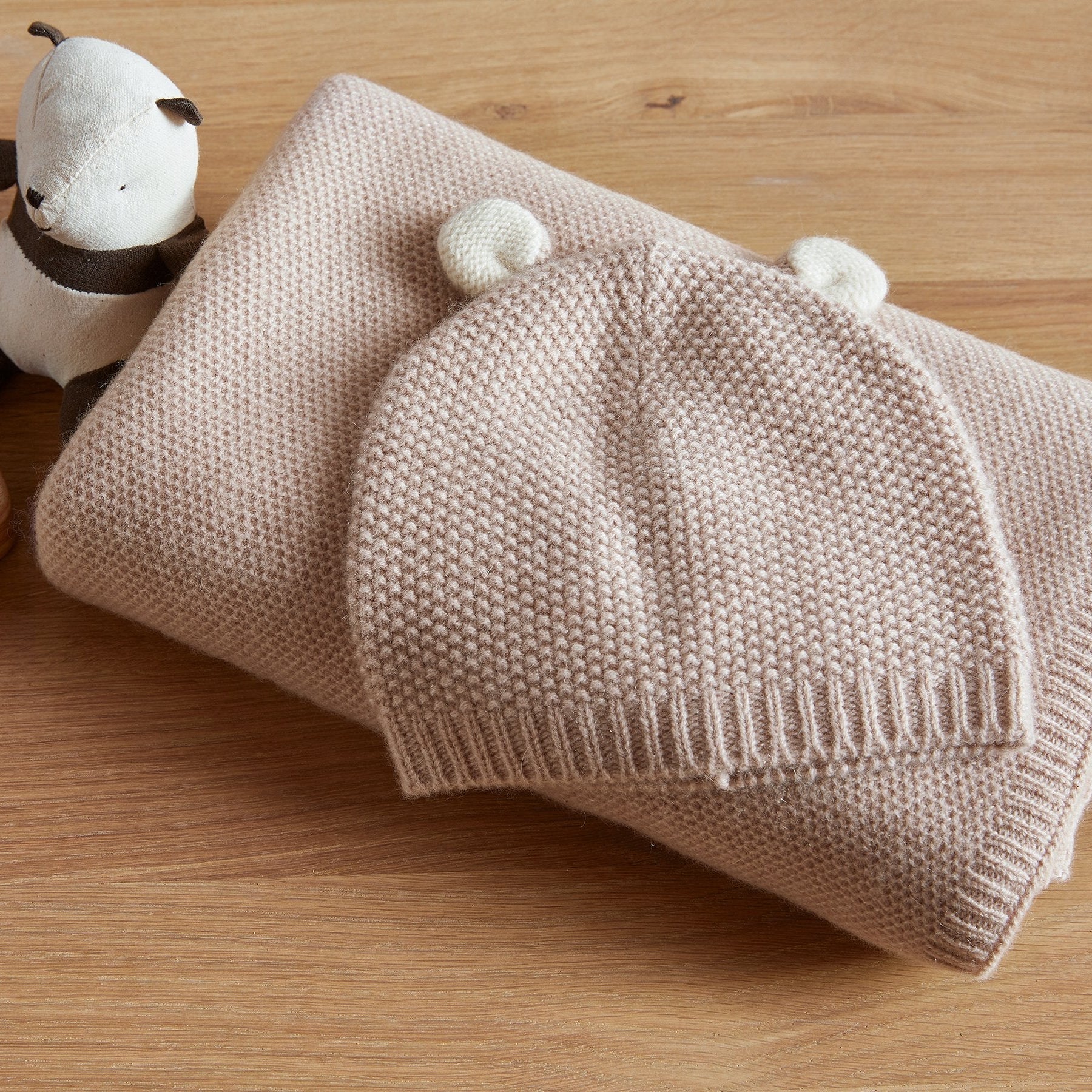 Honeycomb Knit Cashmere Baby Blanket - Blush Pink