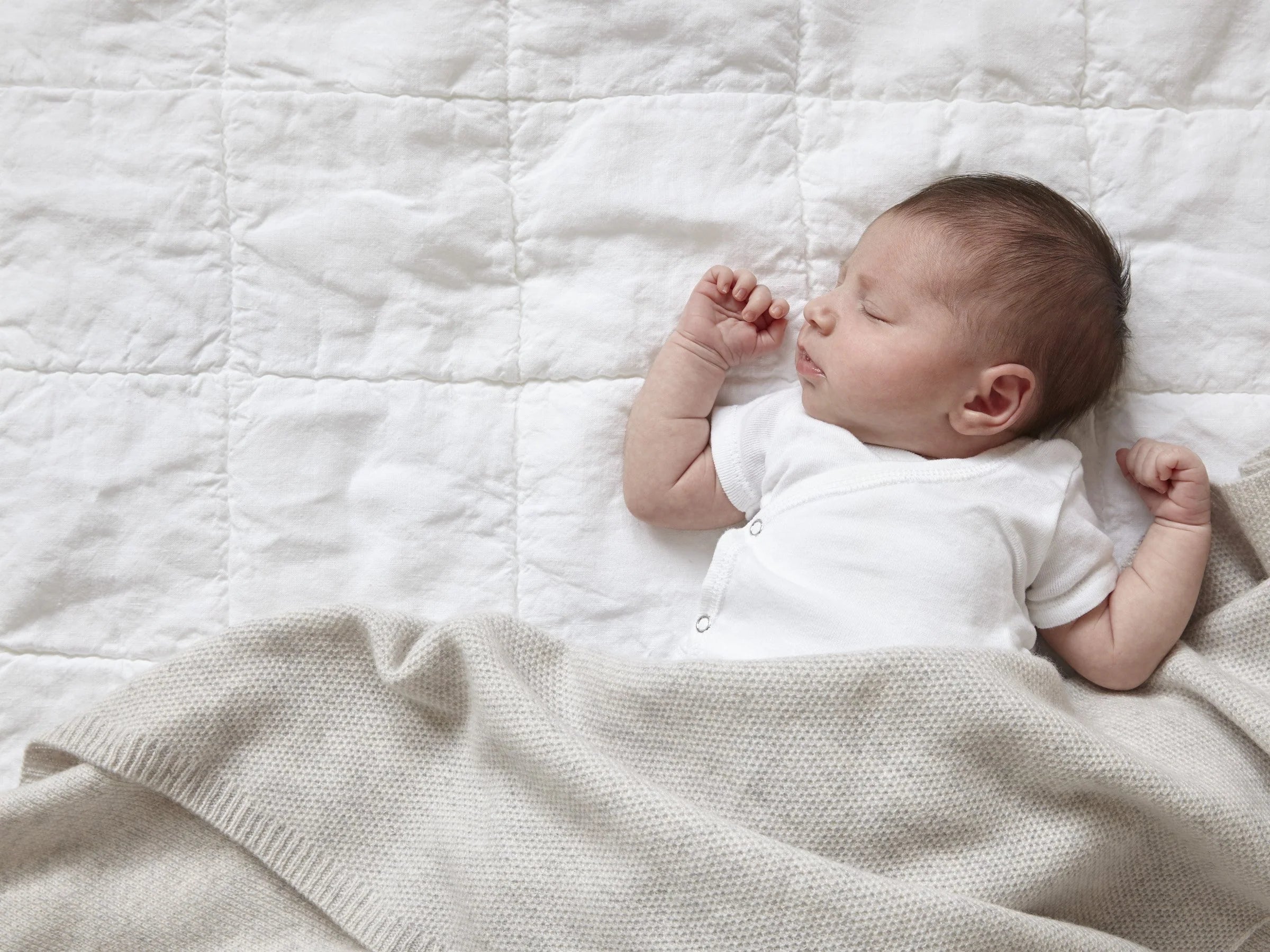 Honeycomb Knit Cashmere Baby Blanket - Greige