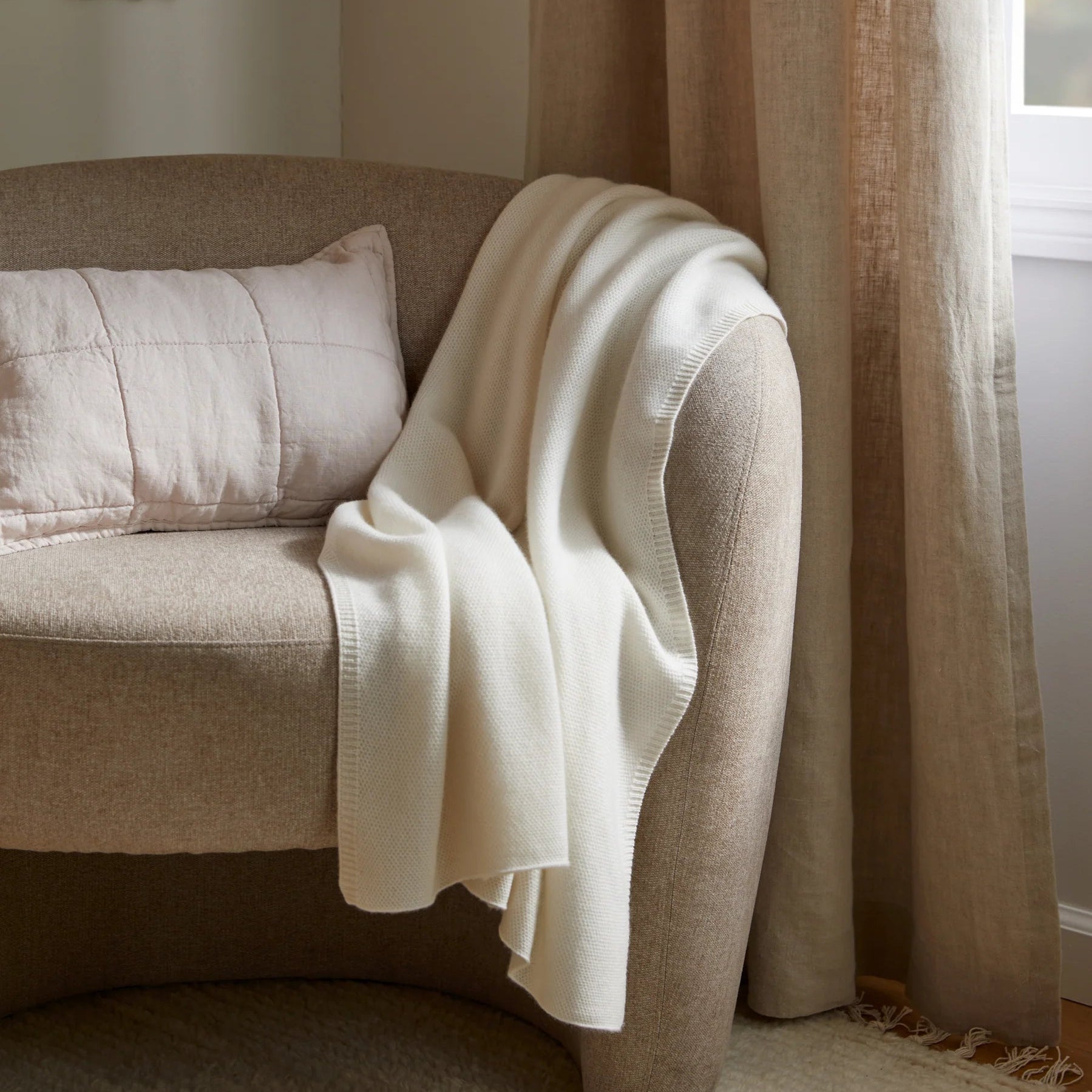 Honeycomb Knit Cashmere Baby Blanket - Ivory