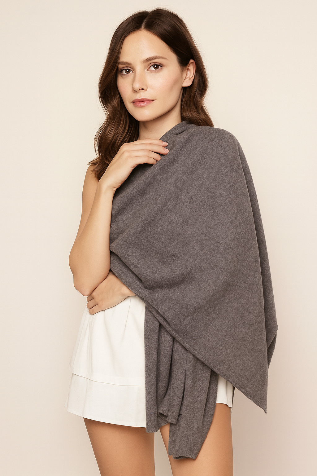 Classic Women's Cashmere Wrap -  Heather Grey