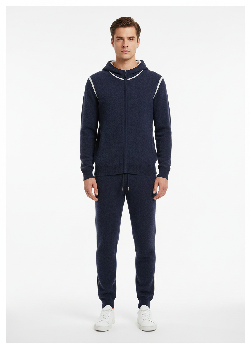 EASE Mongolian Cashmere Hoodie and Jogger Set - Navy