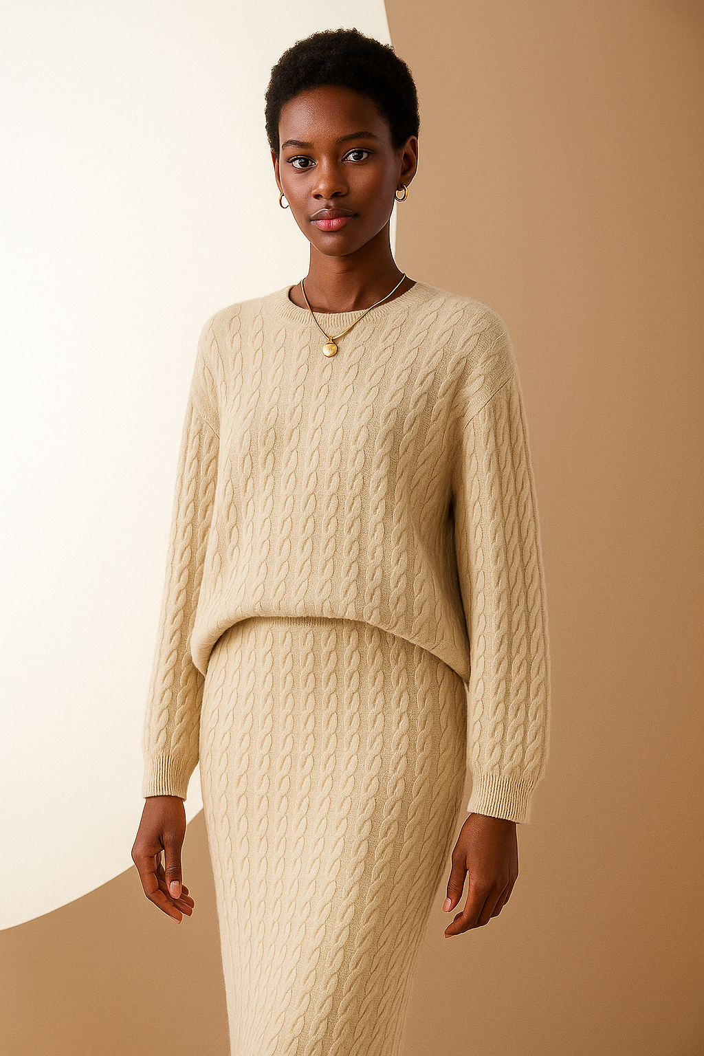 Dear - Classic Cable Cashmere Co-ord Set