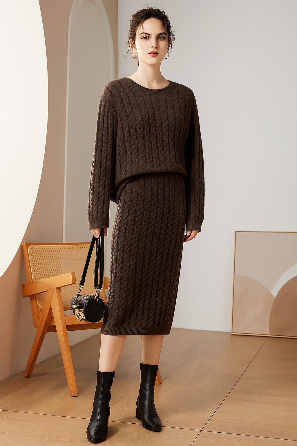 Dear - Classic Cable Cashmere Co-ord Set