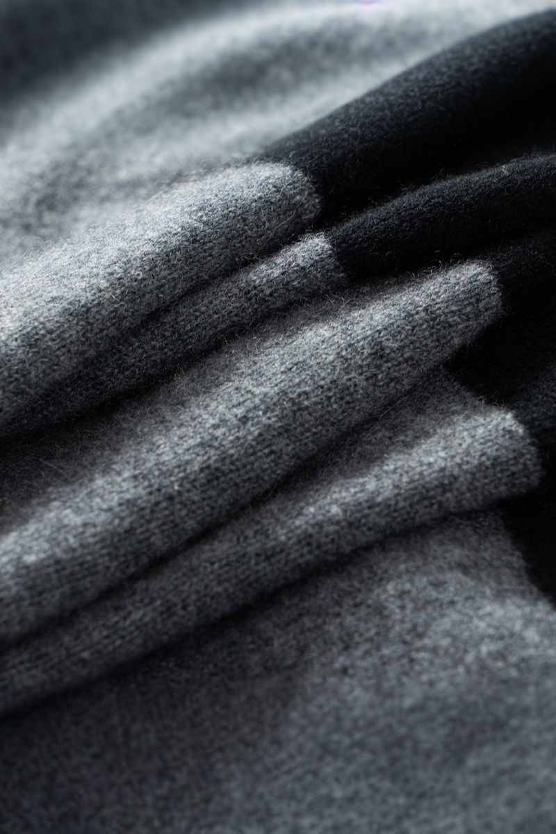 Two-Tone Black Cashmere Poncho