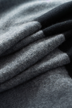 Two-Tone Black Cashmere Poncho