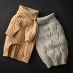 Luxurious 100% Cashmere Cable-Knit Dog Sweater - Camel