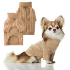 Luxurious 100% Cashmere Cable-Knit Dog Sweater - Camel