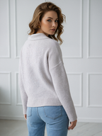 Refined Cashmere White V-Collar Knit