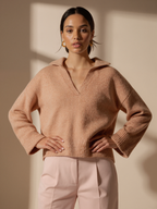 Refined Cashmere Camel V-Collar Knit