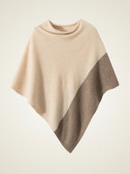Asymmetric Two Tone Cashmere Poncho