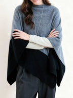 Asymmetric Two Tone Cashmere Poncho