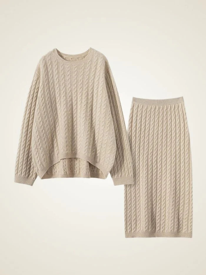 Dear - Classic Cable Cashmere Co-ord Set