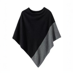 Two-Tone Black Cashmere Poncho