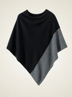 Asymmetric Two Tone Cashmere Poncho