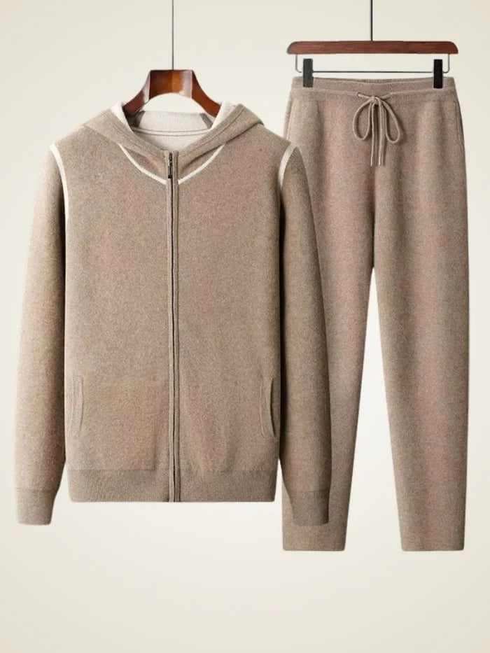 Ease Mongolian Cashmere Hoodie and Jogger Set - Natural