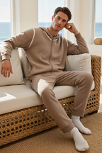 Ease Mongolian Cashmere Hoodie and Jogger Set - Natural
