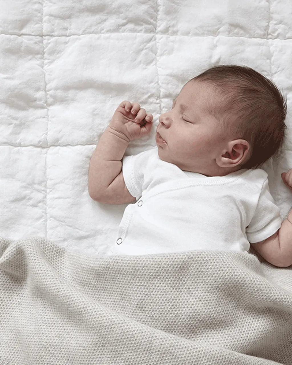 Honeycomb Knit Cashmere Baby Blanket - Greige