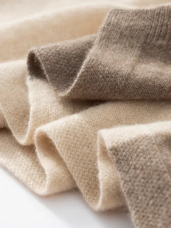 Asymmetric Two Tone Cashmere Poncho