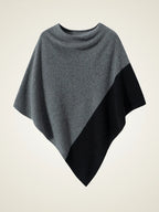 Asymmetric Two Tone Cashmere Poncho